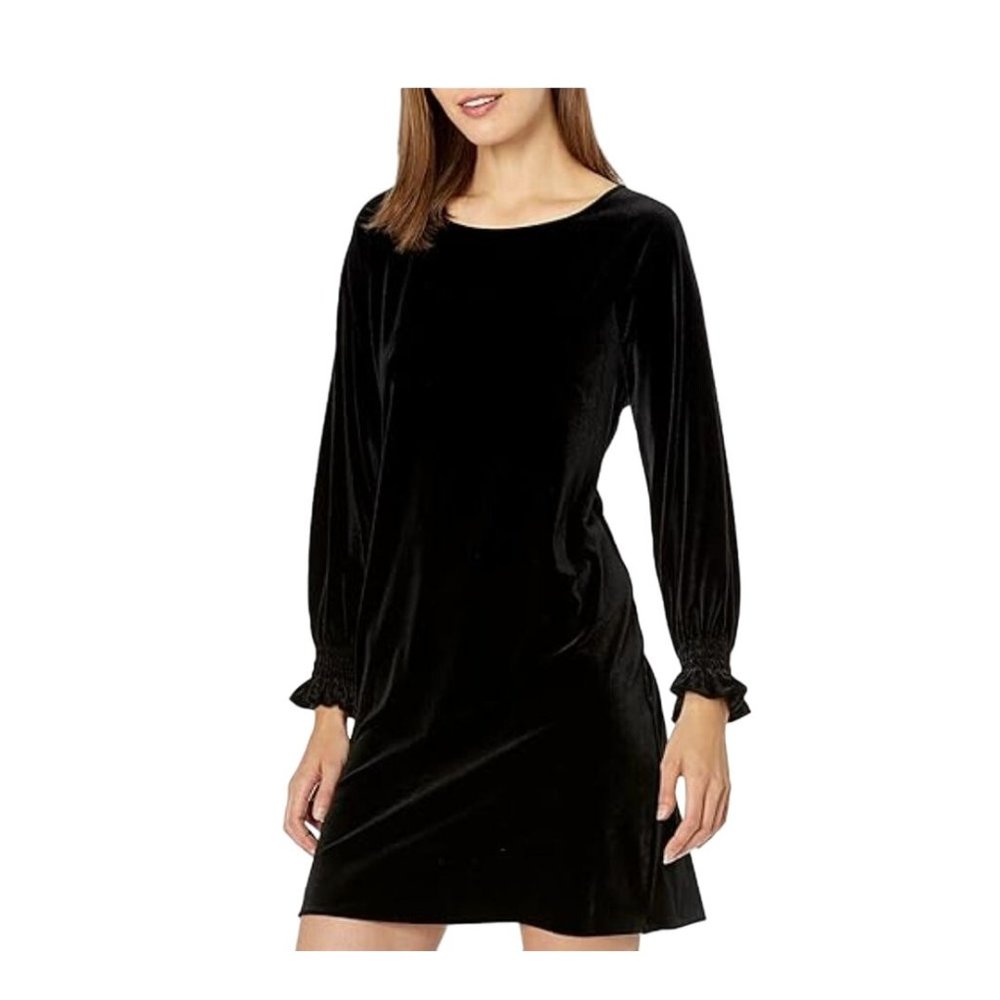 Size Large NINE WEST BLACK VELVET DRESS Special Occasion Holiday Party Wedding